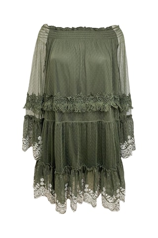 Vestido curto Angel - Verde - Branco e verde