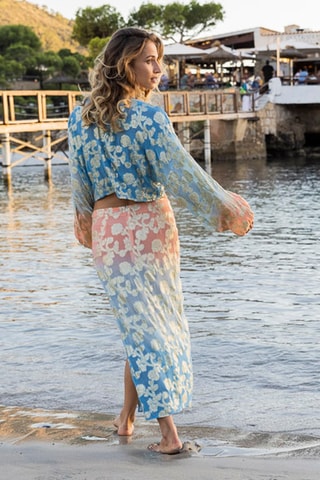 Crop top - Azul - Branco e azul