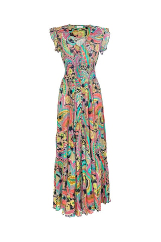 Vestido comprido Absinthe - Turquesa - Azul, rosa e violeta
