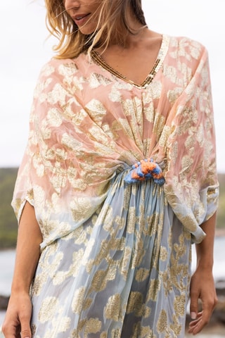 Vestido comprido - Azul e rosa - Azul e rosa
