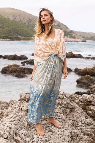 Vestido comprido - Azul e rosa - Azul e rosa