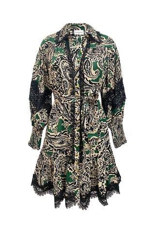 Vestido curto Lucina - Verde - Preto, bege e verde