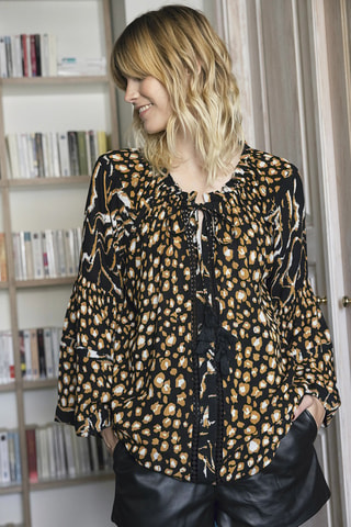 Blusa Elisa - Preto - Branco, preto e amarelo