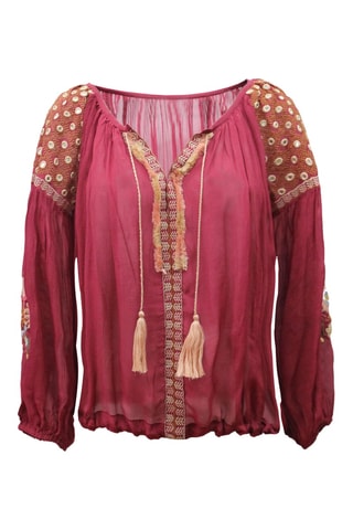 Blusa Russia - Bordô - Bege e vermelho