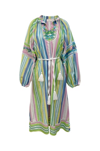 Vestido midi - Azul e rosa - Multicor