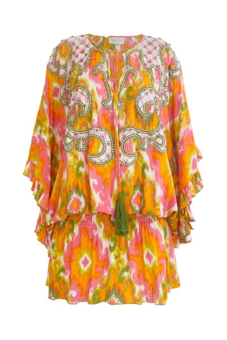 Vestido Mavis - Laranja - Branco, laranja e rosa