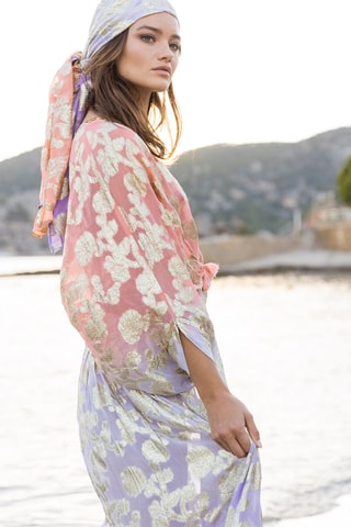 Vestido comprido - Lilás e rosa - Violeta e rosa