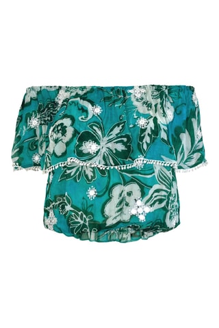 Crop top Thea - Azul - Branco, azul e verde
