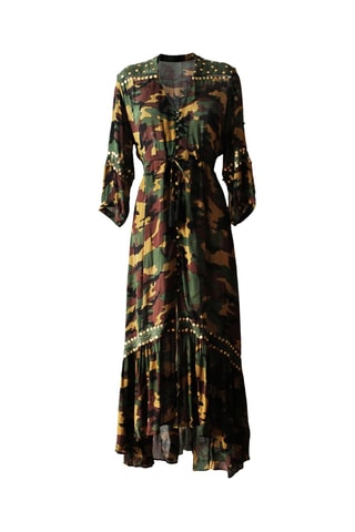 Vestido comprido Sahara - Verde - Verde e castanho