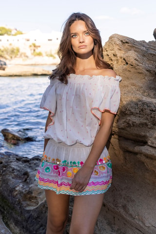 Vestido estilo patinadora Flirt - Rosa - Branco, laranja e rosa