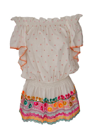 Vestido estilo patinadora Flirt - Rosa - Branco, laranja e rosa