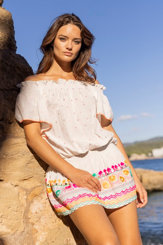 Vestido estilo patinadora Flirt - Rosa - Branco, laranja e rosa