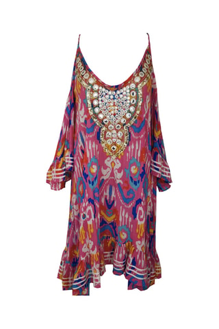 Vestido direito Birds - Rosa - Azul, laranja e rosa
