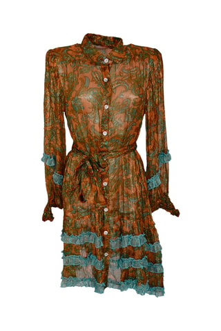 Vestido-camisa Agua - Laranja - Azul e laranja