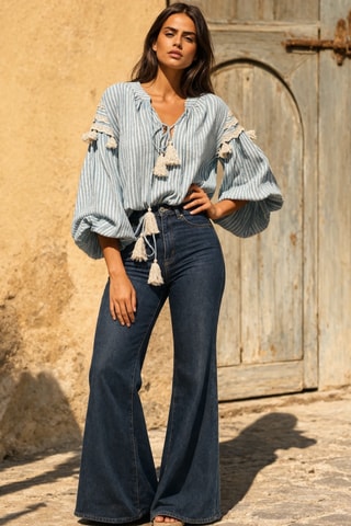 Blusa Lylla - Azul - Branco e azul