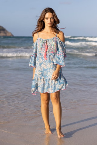 Vestido direito Joe - Malva - Branco, violeta e rosa