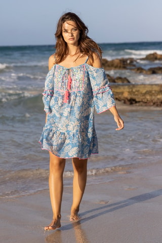 Vestido direito Joe - Malva - Branco, violeta e rosa