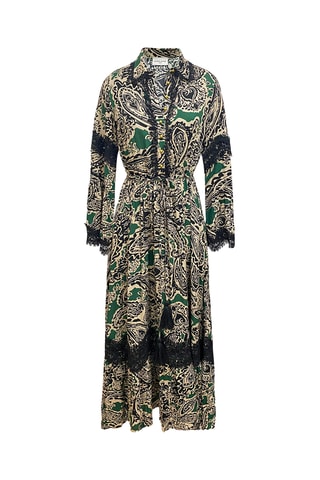 Vestido comprido Tartika - Preto - Preto, bege e verde