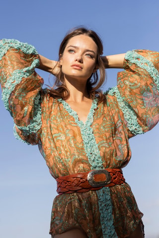 Blusa Romeo - Laranja - Azul e laranja
