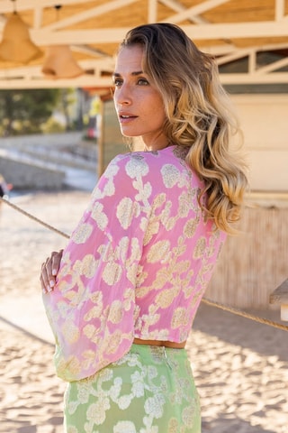 Crop top - Rosa e verde - Verde e rosa
