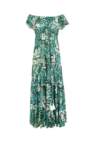 Vestido comprido Erica - Azul - Branco, azul e verde