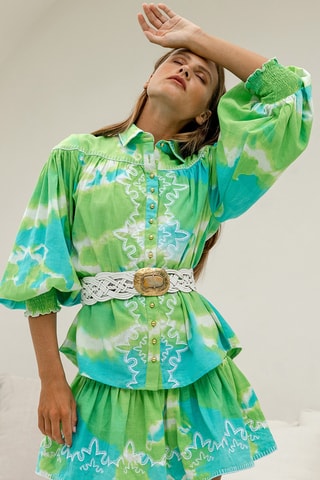 Camisa tie and dye - Verde - Branco, azul e verde