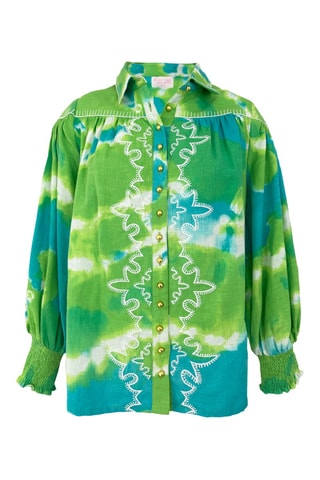 Camisa tie and dye - Verde - Branco, azul e verde