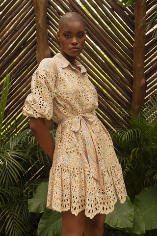 Vestido-camisa - Rosa - Branco, azul e rosa