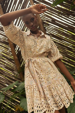 Vestido-camisa - Rosa - Branco, azul e rosa