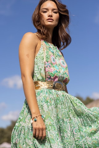 Vestido estilo patinadora Breezy - Verde - Azul, verde e rosa