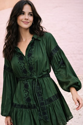 Vestido curto Dina - Verde - Preto e verde
