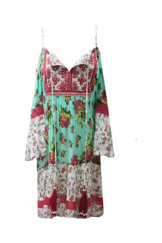 Rechte Jurk - Wit, rood en blauw