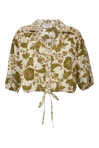 Blusa - Branco e caqui - Branco e verde