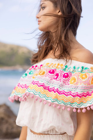 Top Zuma - Rosa - Branco, laranja e rosa