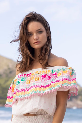 Top Zuma - Rosa - Branco, laranja e rosa