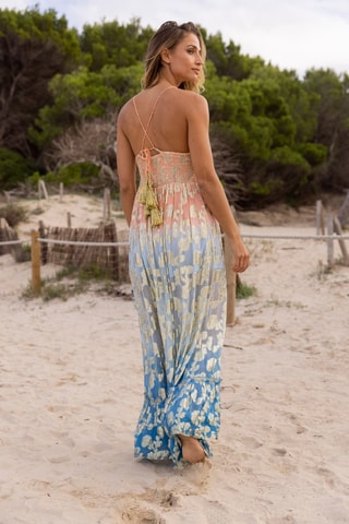 Vestido comprido - Azul e rosa - Azul e rosa