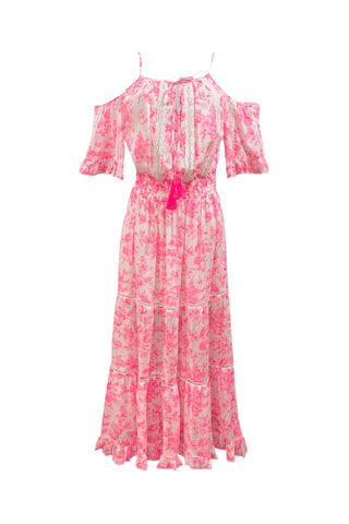 Vestido comprido - Rosa - Branco e rosa