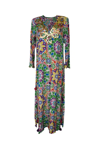 Vestido comprido - Branco e laranja - Branco, laranja e violeta