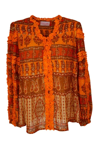 Blusa Glossy - Laranja - Branco, castanho e laranja