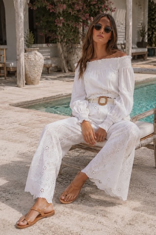 Crop top Maeve - Branco - Branco e azul