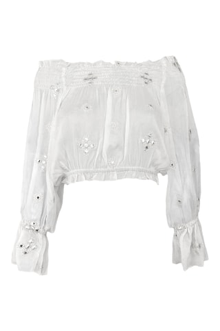 Crop top Maeve - Branco - Branco e azul