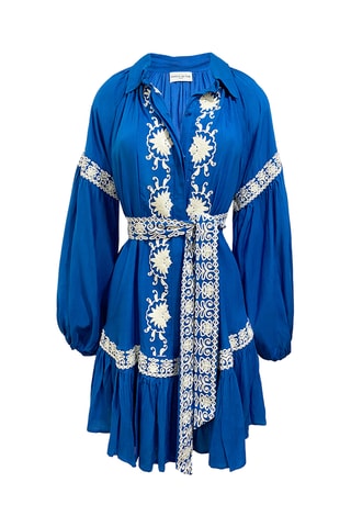 Vestido curto Dina - Azul - Branco e azul
