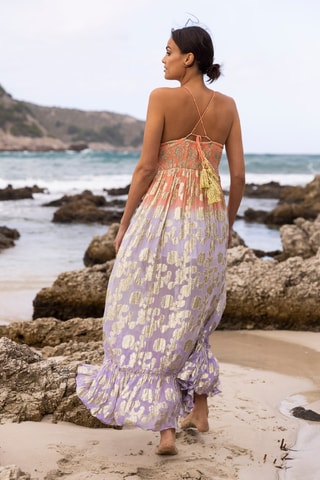Vestido comprido - Rosa e lilás - Violeta e rosa