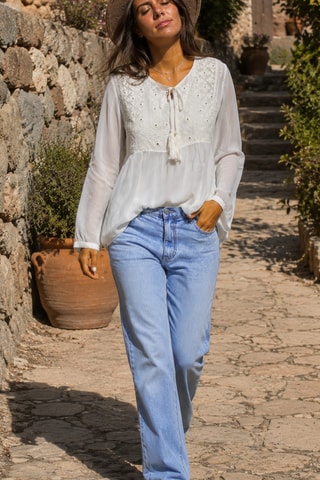 Blusa Moss - Cinzento - Branco