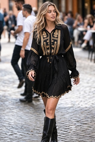 Vestido curto Eleonora - Preto - Preto