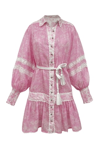 Vestido-camisa - Pêssego - Bege e verde