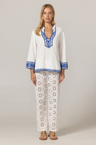 Blouse Meira - Blanc et bleu