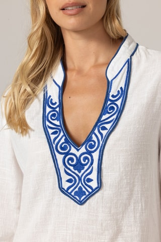 Blouse Meira - Blanc et bleu