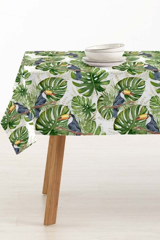 Toalha de mesa anti-nódoas - Branco e verde