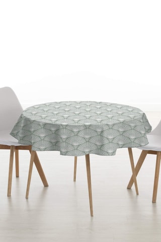 Nappe ronde antitache Asena - Kaki et blanc